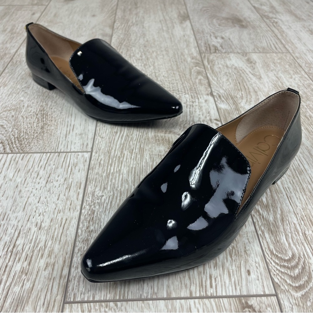 Calvin Klein 9 Black Patent Leather Loafers